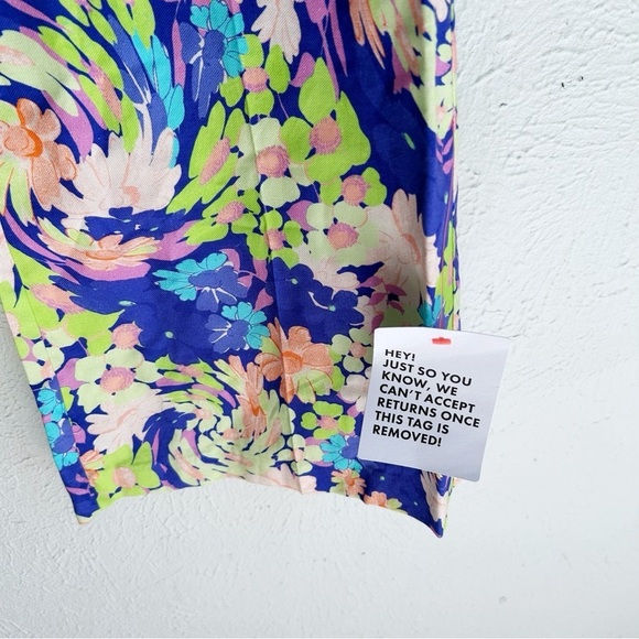 ASOS DESIGN tailored wide leg dad pants in blue floral print Sz 2 NWT - Picture 3 of 7